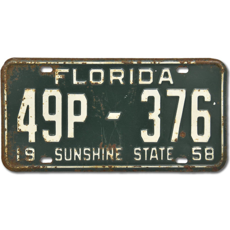 Americká ŠPZ Florida Sunshine State 1958 Green 49P-376