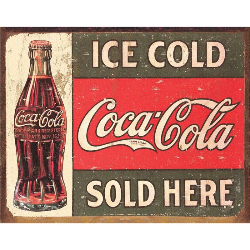 Plechová cedule Coca Cola 1916 Ice Cold 32 cm x 40 cm
