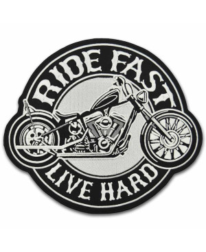 Moto nášivka Ride Fast Live Hard XXL na záda 28 cm