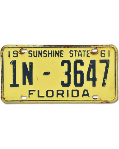 Americká ŠPZ Florida Sunshine State 1961 Yellow IN-3647