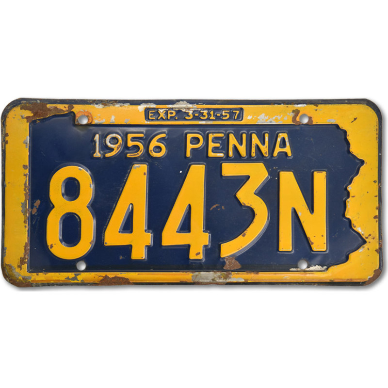 Americká ŠPZ Pennsylvania 8443N 1956