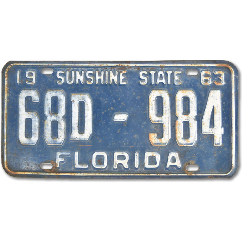 Americká ŠPZ Florida Sunshine State 1963 Blue 68D-984