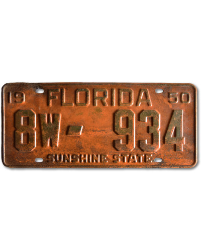 Americká ŠPZ Florida 1950 Rusty 8W-934
