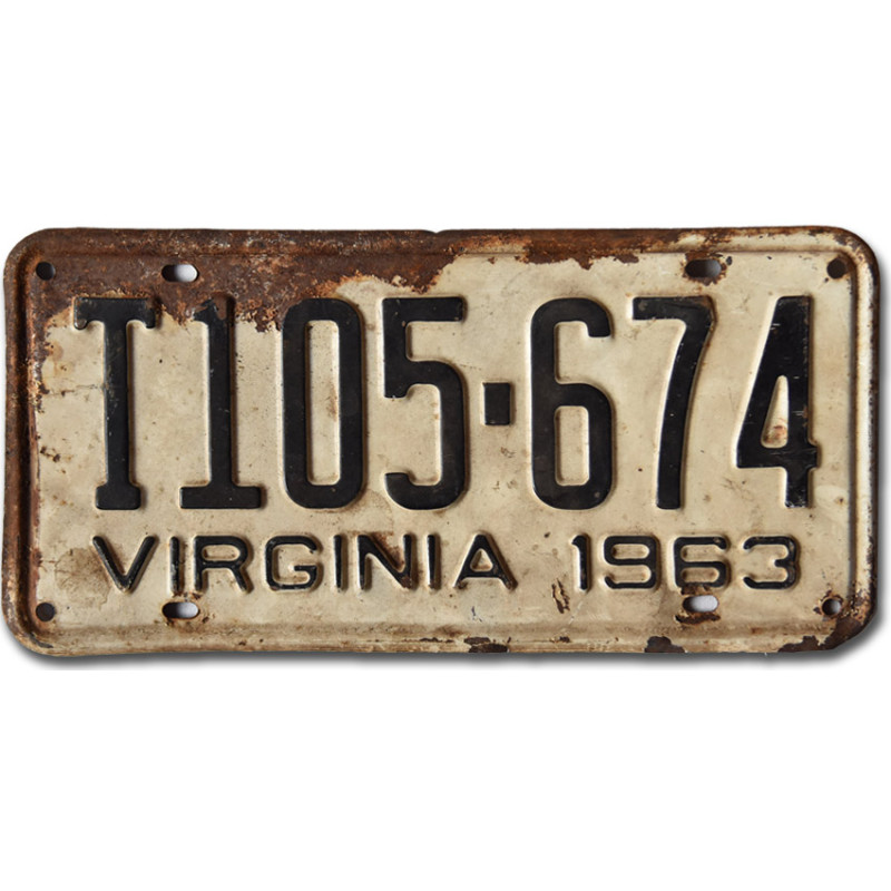 Americká ŠPZ Virginia 1963 White T105-674