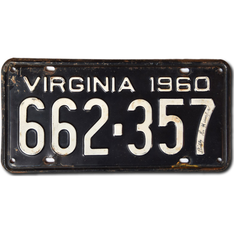 Americká ŠPZ Virginia 1960 Black 662-357