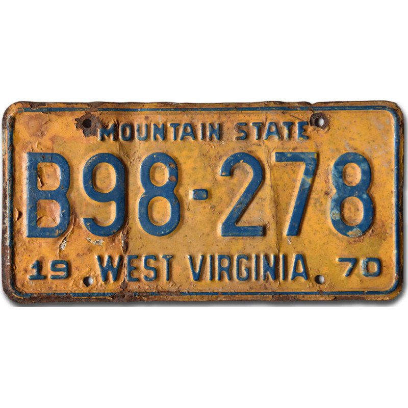 Americká ŠPZ West Virginia 1970 Yellow B98-278