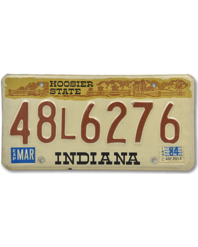 Americká SPZ Indiana Hoosier State 1983