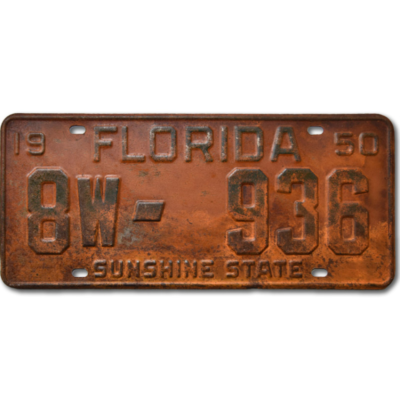 Americká ŠPZ Florida 1950 Rusty 8W-936