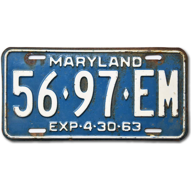 Americká ŠPZ Maryland 1963 Blue 56-97-EM Front