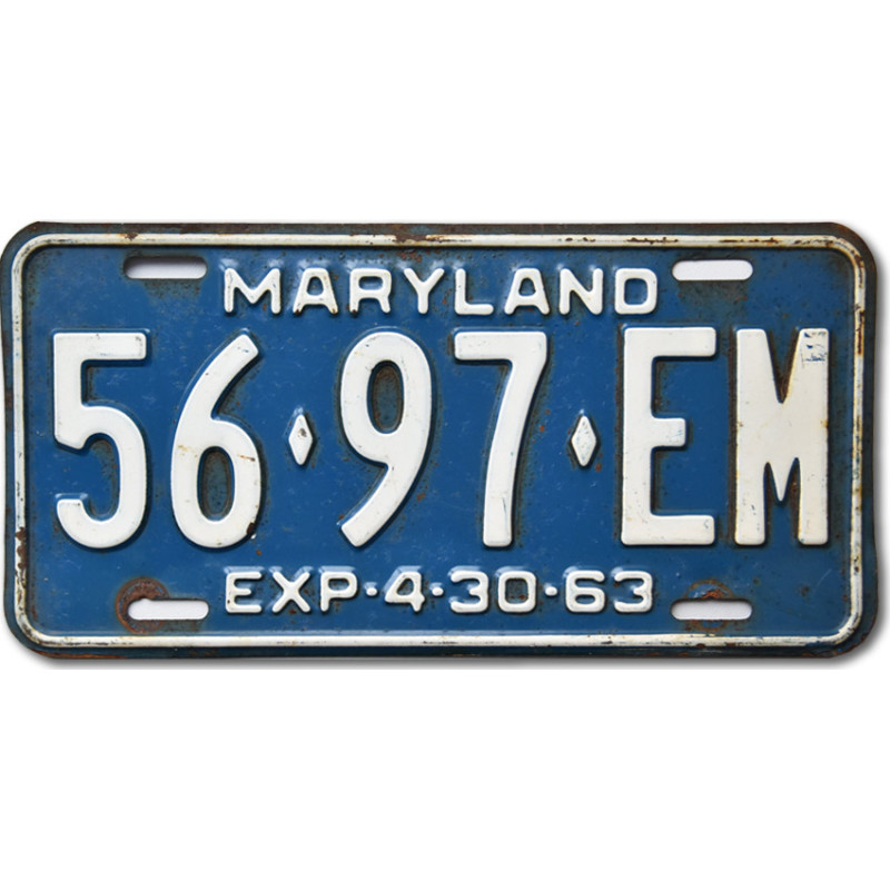 Americká ŠPZ Maryland 1963 Blue 56-97-EM Rear