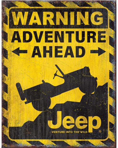 Plechová ceduľa Jeep Adventure Ahead 32 cm x 40 cm