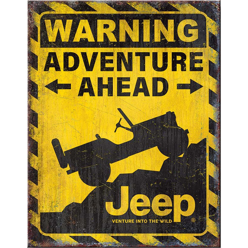 Plechová ceduľa Jeep Adventure Ahead 32 cm x 40 cm