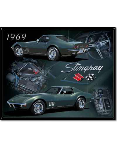 Plechová ceduľa Chevrolet Corvette 1969 Stingray 30 cm x 38 cm