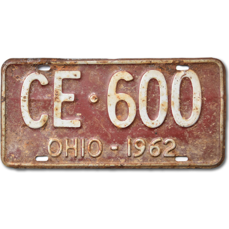 Americká ŠPZ Ohio 1962 Red CE 600 front