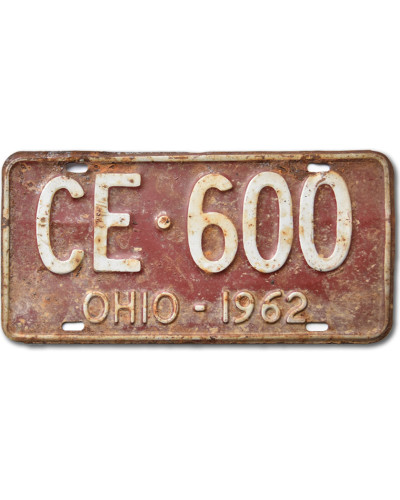 Americká ŠPZ Ohio 1962 Red CE 600 front