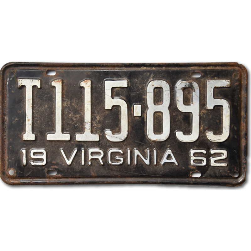 Americká ŠPZ Virginia 1962 Black T115-895 rear