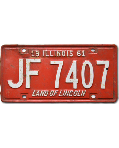 Americká ŠPZ Illinois 1961 Red JF 7407