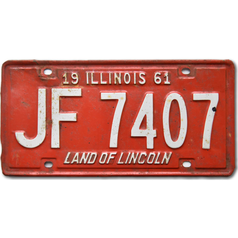 Americká ŠPZ Illinois 1961 Red JF 7407