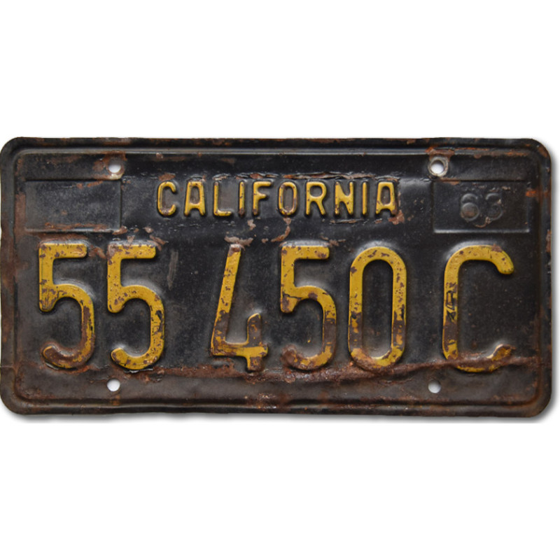 Americká ŠPZ California 1963 black 55450C front