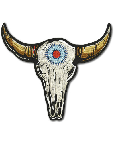 Moto nášivka Tribal Buffalo Head XXL na chrbát 29 cm x 26 cm