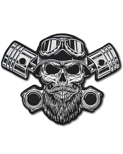 Moto nášivka Bearded Skull na chrbát 32 cm x 25 cm
