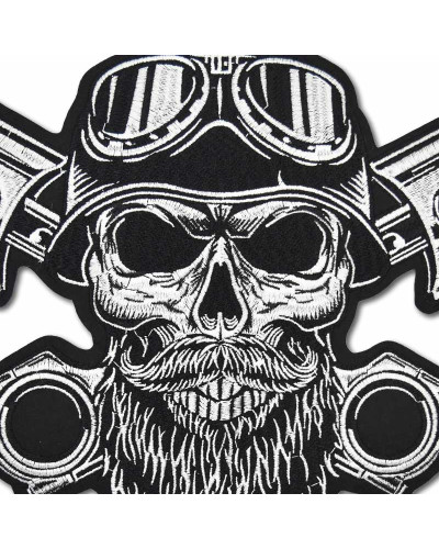 Moto nášivka Bearded Skull na chrbát 32 cm x 25 cm b