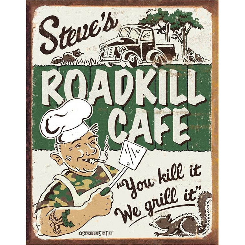 Plechová cedule Roadkill Cafe 32 cm x 40 cm