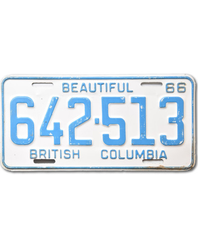 Kanadská ŠPZ British Columbia 1966 White 642-513