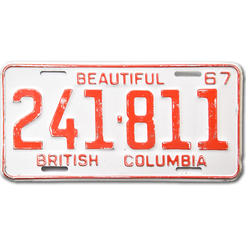 Kanadská ŠPZ British Columbia 1967 Red 241-811