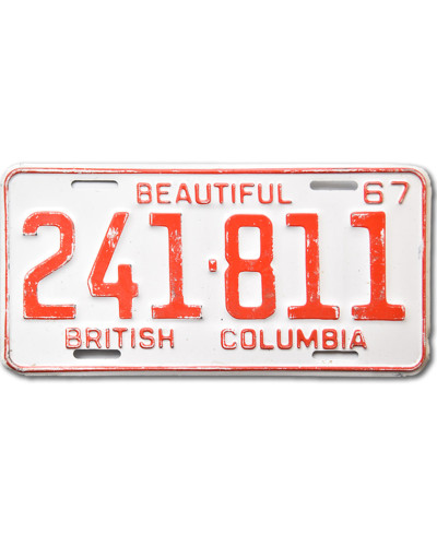 Kanadská ŠPZ British Columbia 1967 Red 241-811