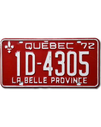 Kanadská ŠPZ Quebec 1972 Red 1D-4305