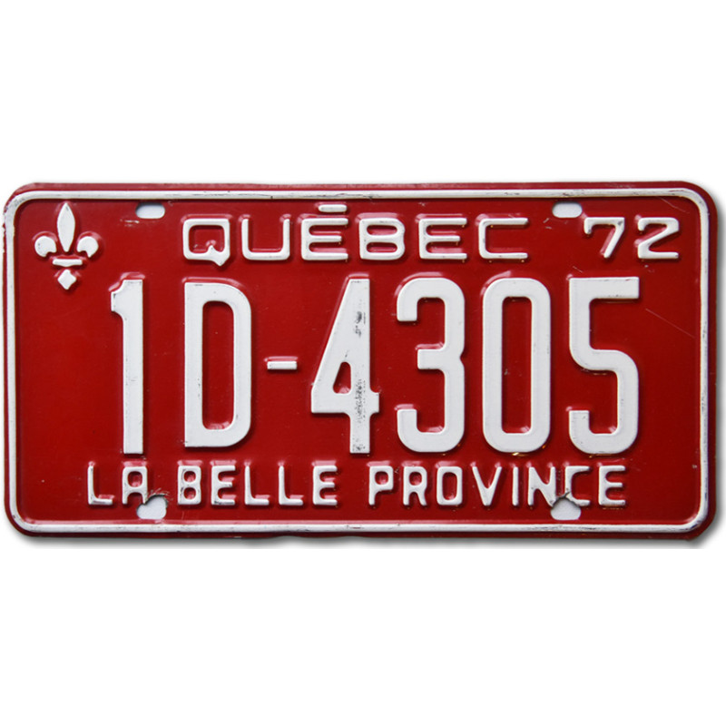 Kanadská SPZ Quebec 1972 Red 1D-4305