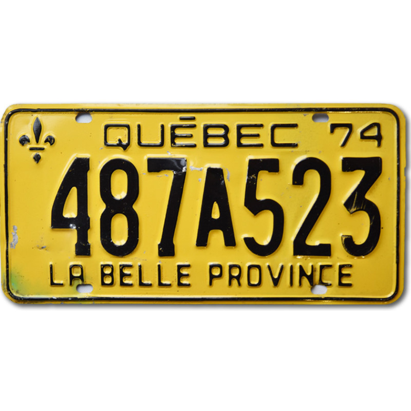 Kanadská ŠPZ Quebec 1974 Yellow 487A523