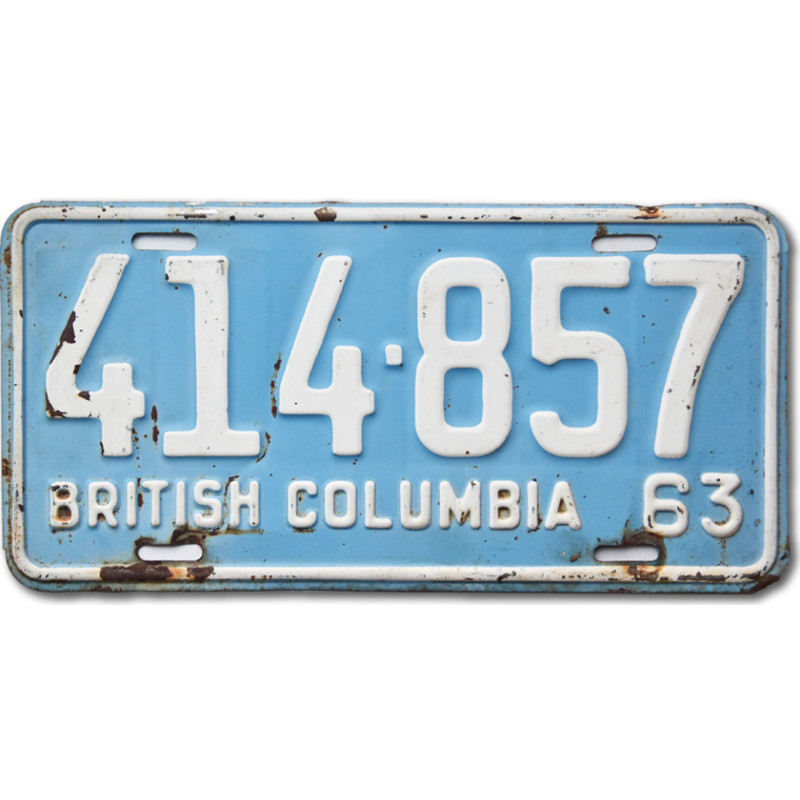 Kanadská SPZ British Columbia 1963 Blue 414-857