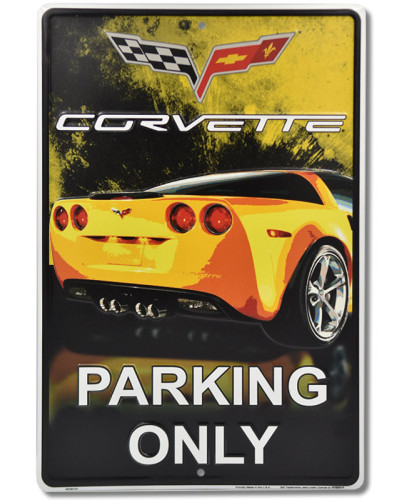 Plechová ceduľa Corvette Yelow Parking 30cm x 45 cm a