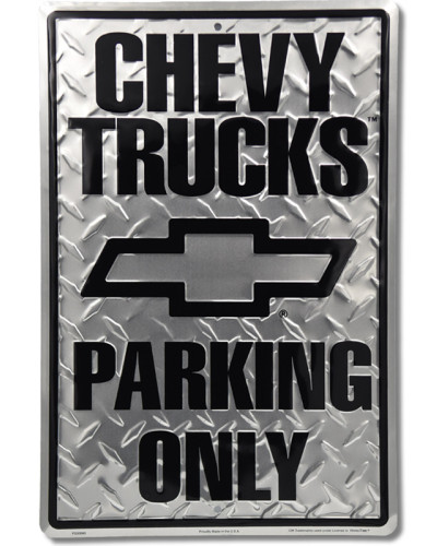 Plechová cedule Chevy Trucks Parking 30 cm x 45 cm a