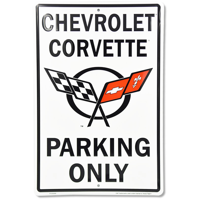 Plechová ceduľa Chevrolet Corvette Parking 30 cm x 45 cm