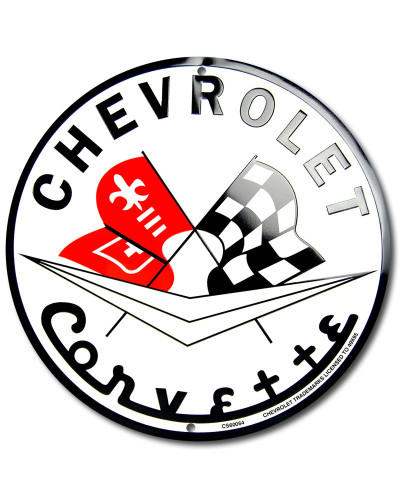 Plechová cedule Chevrolet Corvette round 30 cm a