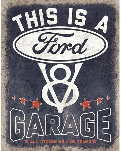 Plechová ceduľa V8 Ford Garage 32cm x 40 cm
