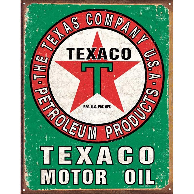 Plechová ceduľa Texaco Oil Weathered 32 cm x 40 cm