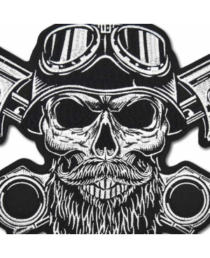 Moto nášivka Bearded Skull na záda 32 cm x 25 cm b