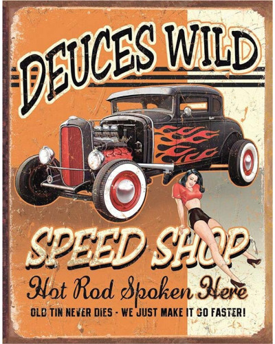 Plechová ceduľa Deuces Wild Speed Shop 40 x 32 cm