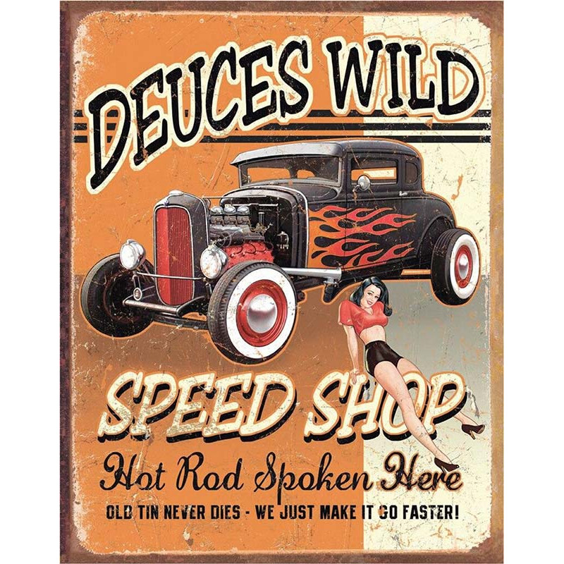 Plechová cedule Deuces Wild Speed Shop 40 x 32 cm