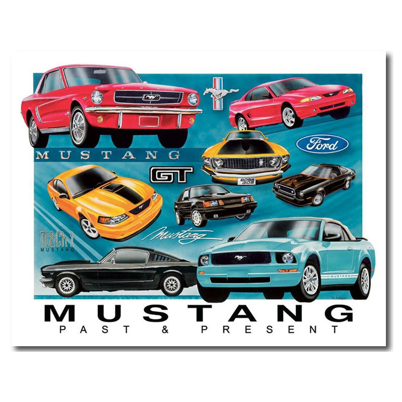 Plechová cedule Ford Mustang Chronology 32cm x 40cm