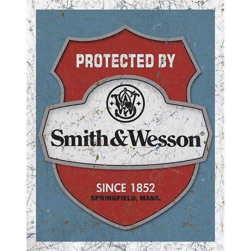 Plechová cedule Smith & Wesson - Protected 32 cm x 40 cm