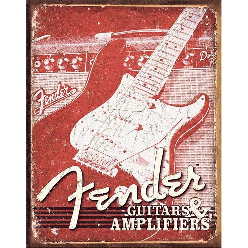 Plechová ceduľa Fender Weathered 40 cm x 32 cm