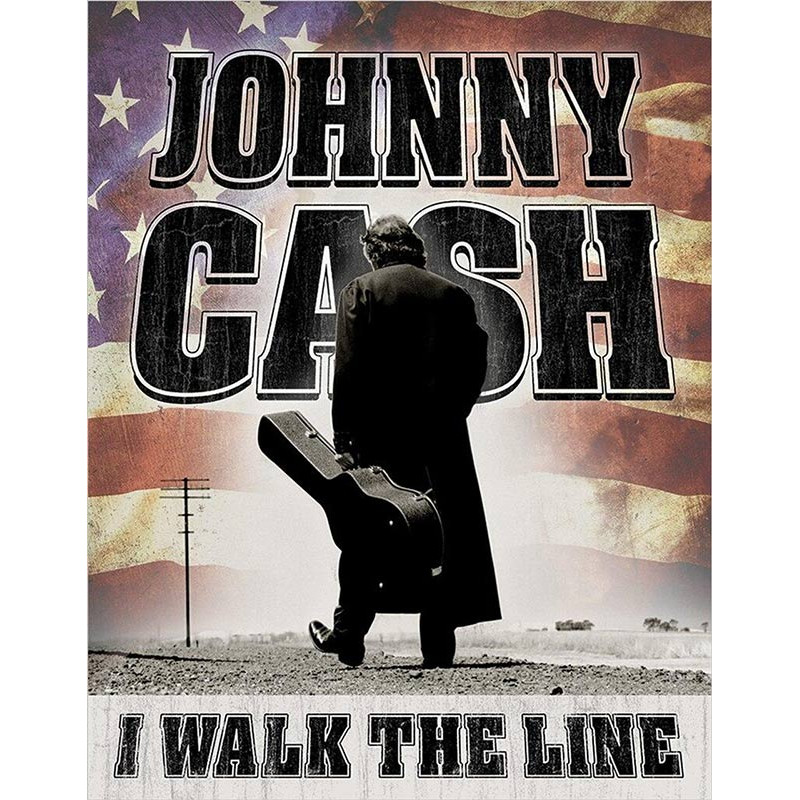 Plechová ceduľa Johnny Cash - Walk the Line 32 cm x 40 cm