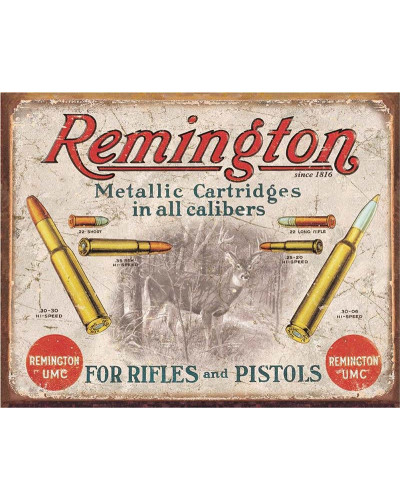 Plechová ceduľa Remington - For Rifles and Pistols 40 cm x 32 cm