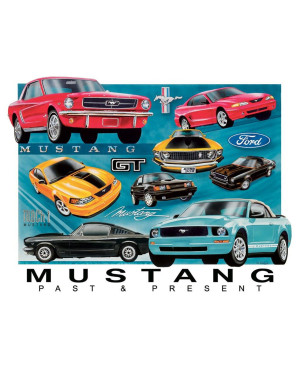 Plechová cedule Ford Mustang Chronology 32 cm x 40 cm a