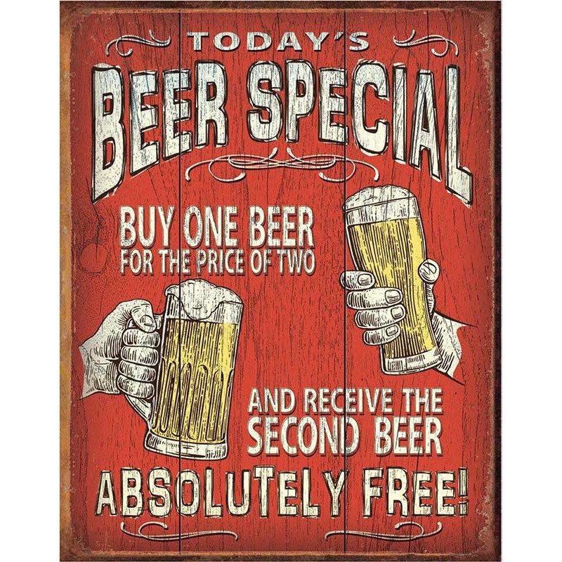 Plechová cedule Todays Beer Special 40 cm x 32 cm
